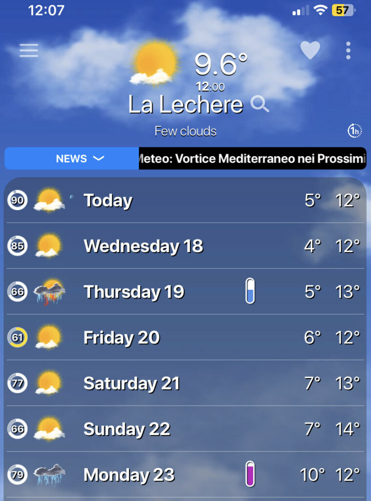 weather forecast Alpine Paradise Race 2024 Lake Place Moulin